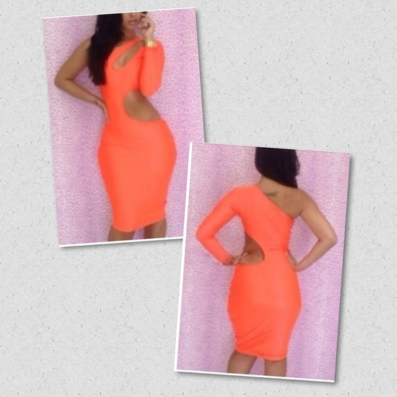 Orange cut out mini dress