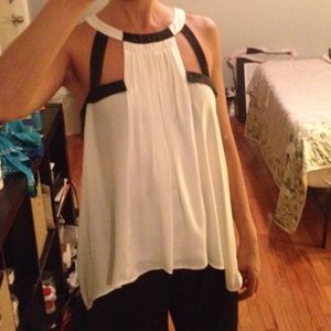 BCBG black and white cut out tank