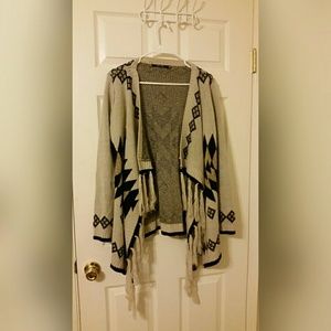Tan kimono cardigan with fringe