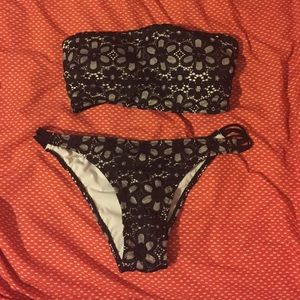 VS Black Lace Floral Bikini Set