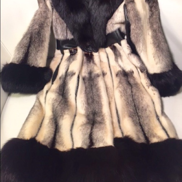 Ranch Cross MINK full-length w/ Fox Trim SZ S/M - Picture 2 of 4