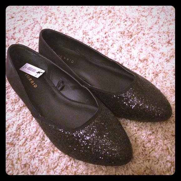 🎉Price Drop🎉😍 Sparkly Black Flats- Size 12 NWT