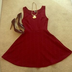 Dresses - Pretty Burgundy Skater Dress Dresses - Pretty Burgundy Skater Dress