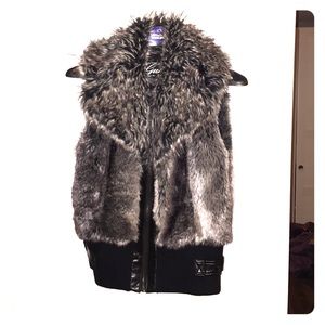 Faux fur black/grey vest by Guess. Size small