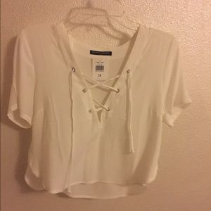NWT Brandy Melville lace up white crop top