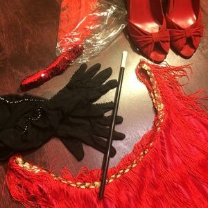 🎃👻 Halloween red Flapper costume w/ accessories