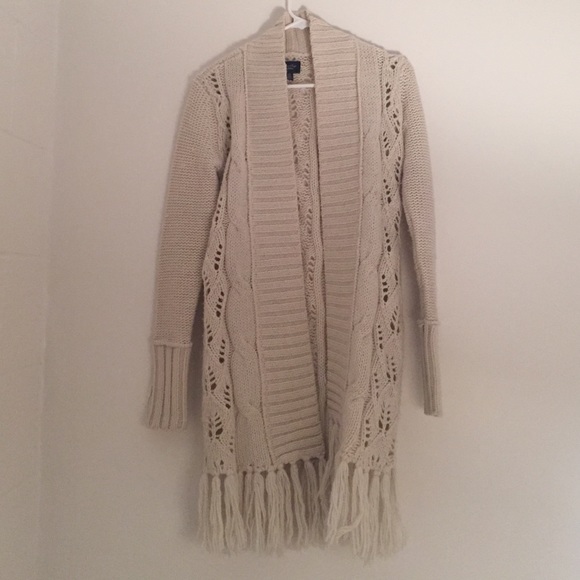 American Eagle Outfitters Cream Cardigan Sweater