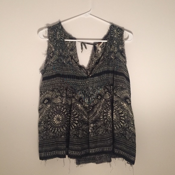 Free People Blue and Black Crop Top