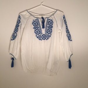 Jew Crew Blue and White Top
