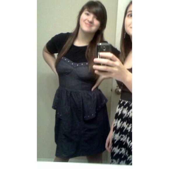 American Eagle Strapless Jean Studded Dress - Picture 1 of 4