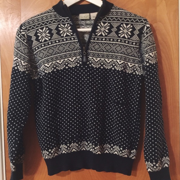 L.L. Bean Winter Patterned Sweater- Quarter zip