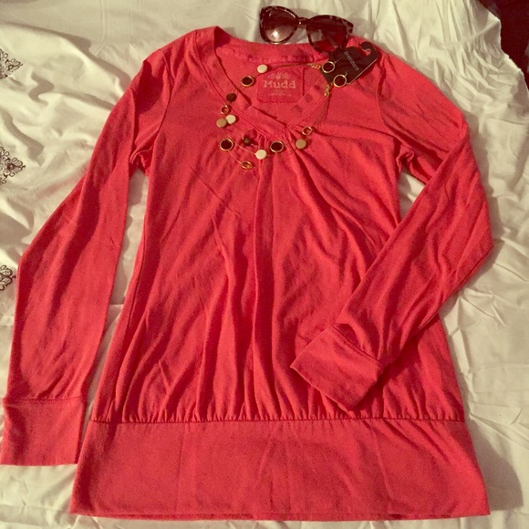 Mudd coral long sleeve tshirt