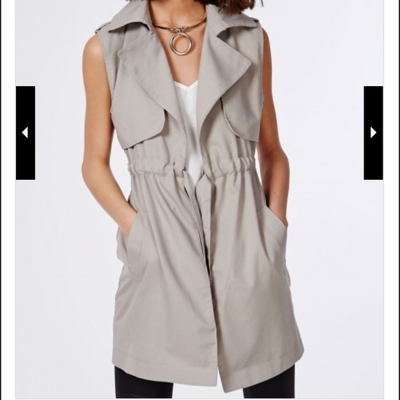 Missguided Jackets & Blazers - Misguided long self tie trench vest gray