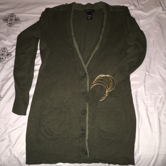 Army green cardigan