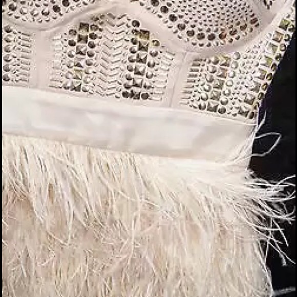 bebe pink feather studded dress RARE homecoming - Picture 3 of 3