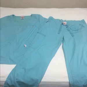 Sketchers Aqua blue nursing scrub set