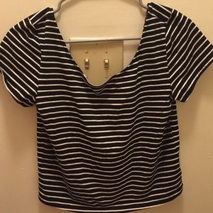 Black & white striped baby tee---fits like a small