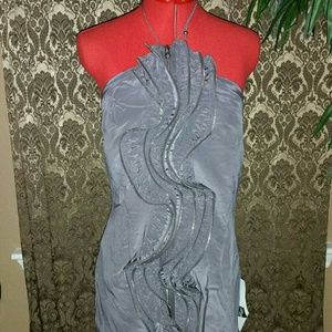 New! 100% Silk Dress with Zipper Ruffle