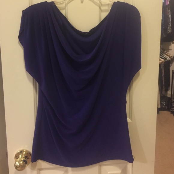Beautiful Purple Cowl Neck Fitted Top - Sz XL