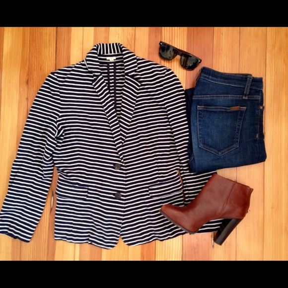 J. Crew navy & white striped blazer