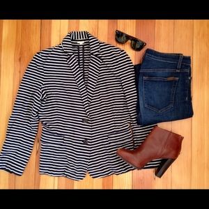 J. Crew navy & white striped blazer