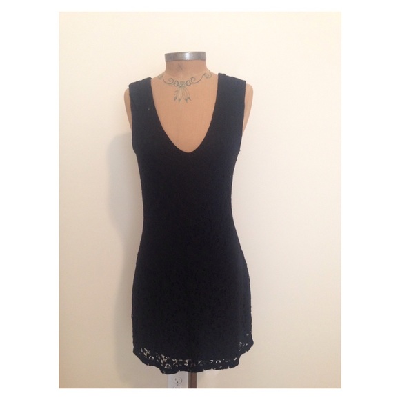 Lace black mini dress