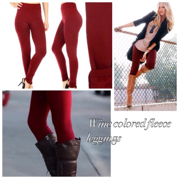 Wine colored fleece leggings