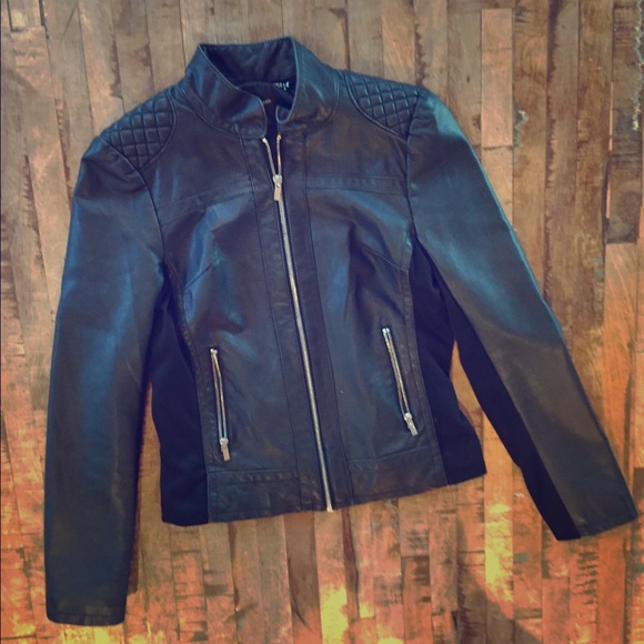 Express black leather jacket