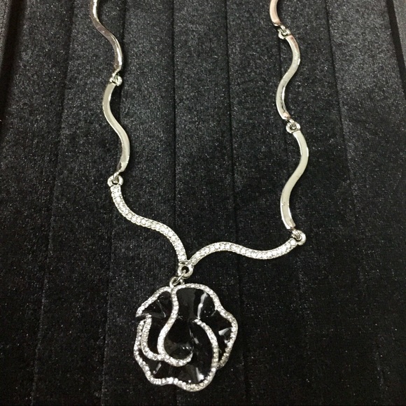 Black Rose Silver Necklace