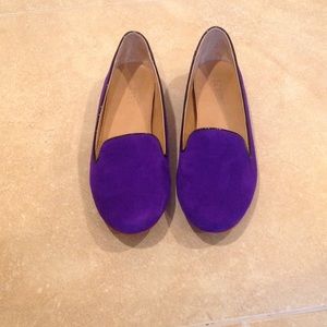 J. Crew Suede Cora Loafers in Deep Orchid