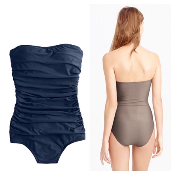 J. Crew Other - J.Crew Ruched Bodice Strapless Swimsuit Navy 6 NWT