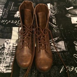 Brown combat boots