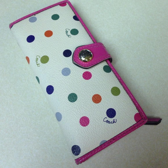 COACH Polka Dot Pink Leather Wallet