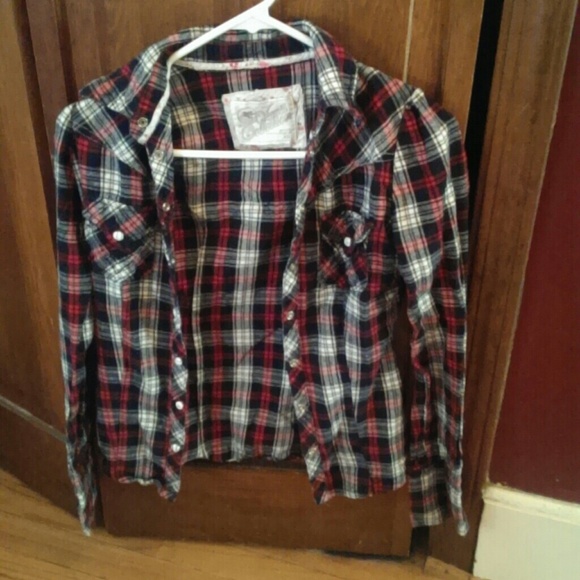 Plaid button shirt xs