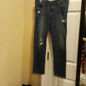 Distressed A&F boot cut jeans
