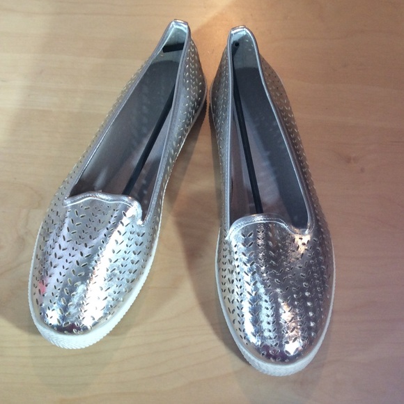 Silver Slide on Sneakers NWOT
