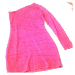 One shoulder long sleeve dress