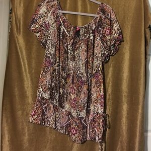 Plus Size Tribal Print Blouse