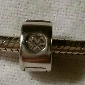 Sterling & crystal  lock bead - Chamilia