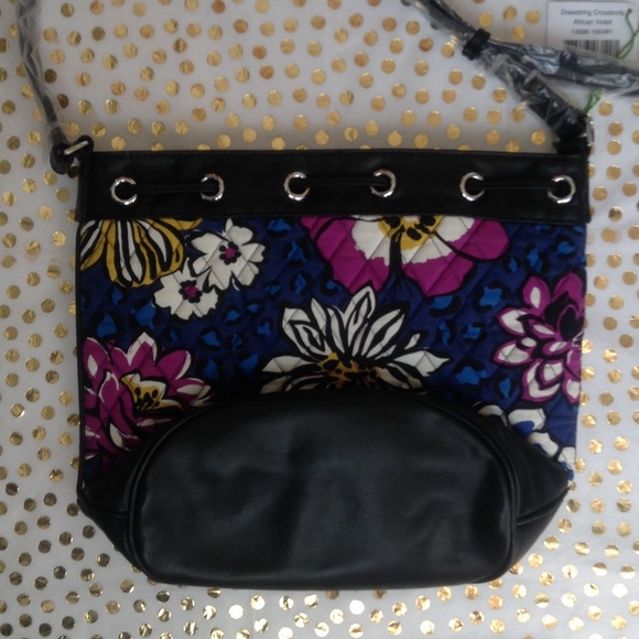 Vera Bradley Bags - NWT African Violet Leather Drawstring Crossbody Vera Bradley Bags - NWT African Violet Leather Drawstring Crossbody