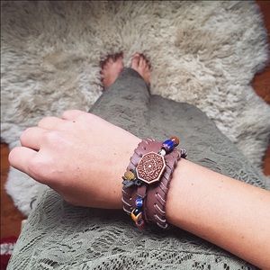 Boho brown leather bracelet