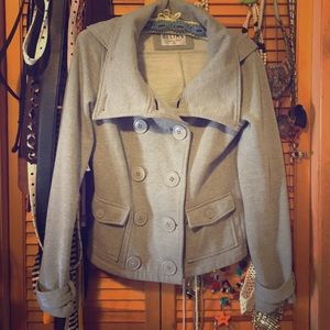 Delias grey knit hooded peacoat