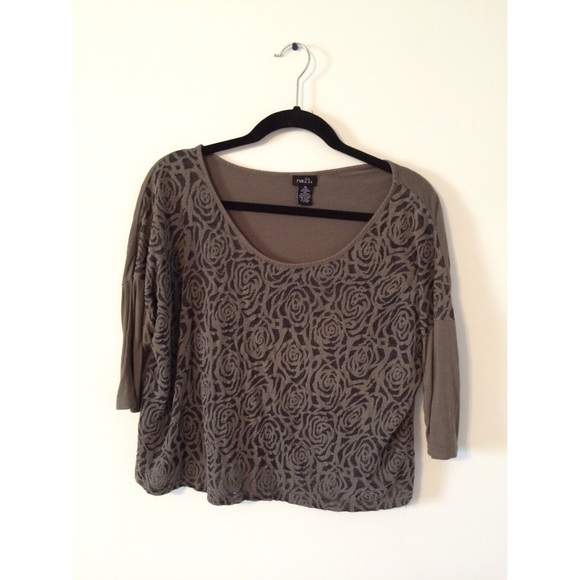 Army Green Rose Top