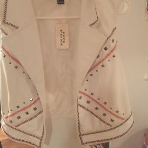 White forever 21 faux leather studded vest