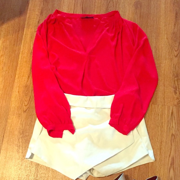 White leather wrap skort