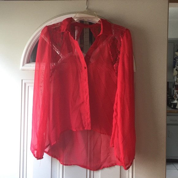 Sheer and lace high low top