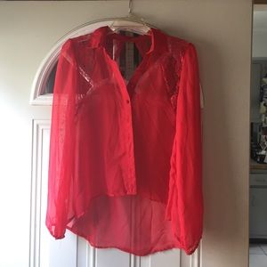 Sheer and lace high low top