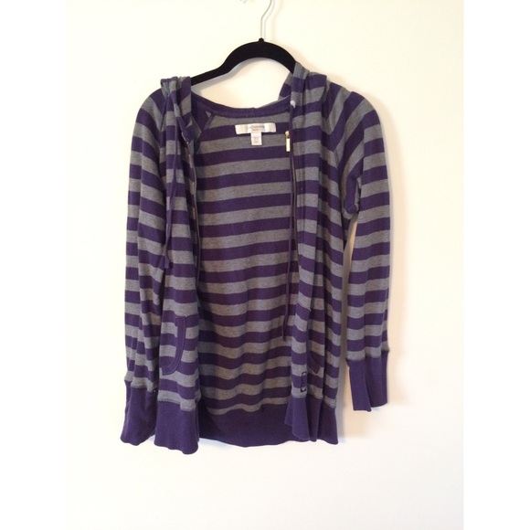 Purple Striped Zip Up Hoodie
