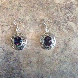 Sterling silver earrings with mystic topaz stone