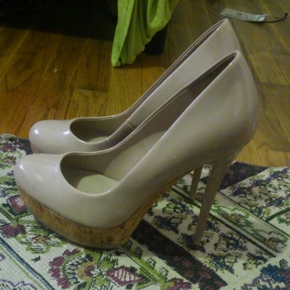 Nude bamboo Zara platform heels